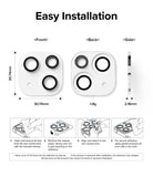 iPhone 15 Plus / 15 | Camera Protector Glass [2 Pack] - iPhone 15 Plus / 15 Camera Protector Glass - Technical dimensions and four-step installation guide for lens protectors.