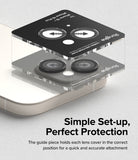 iPhone 15 Plus / 15 | Camera Lens Frame Glass - Installation guide aligning lens protectors onto an iPhone camera.