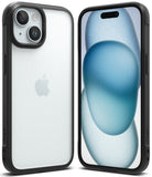 iPhone 15 Case | Fusion Bold - Front and back views of a black phone case with a clear, frosted back panel.