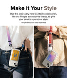 iPhone 15 Case | Fusion Card - Two people wearing iPhone 15 cases with card slots attached to colorful neck and wrist straps.