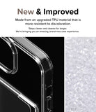 iPhone 15 Case | Fusion Card - Clear phone case corner detail next to a pile of raw, translucent TPU plastic pellets.