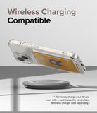 iPhone 15 Case | Fusion Card - Clear phone case with a card inside, hovering above a wireless charging pad.