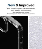 iPhone 15 Case | Fusion - Clear phone case corner detail next to a pile of raw, transparent TPU plastic pellets.