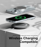 iPhone 15 Case | Fusion - Clear iPhone 15 case on a wireless charging pad showing a green charging icon on the screen.
