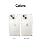 iPhone 15 Plus Case | Fusion - Two iPhone 15 Plus phones side-by-side, one with a clear case and one with a matte clear case.