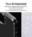 iPhone 15 Plus Case | Fusion - Clear phone case corner next to a pile of raw, transparent TPU plastic pellets.
