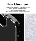 iPhone 15 Case | Fusion - Clear phone case corner detail next to a pile of raw, transparent TPU plastic pellets.