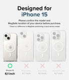 iPhone 15 Case | Fusion Magnetic - Comparison chart showing iPhone 15 models with MagSafe alignment for case compatibility.