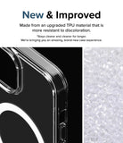 iPhone 15 Case | Fusion Magnetic Matte - Clear phone case corner next to a pile of raw, transparent TPU plastic pellets.
