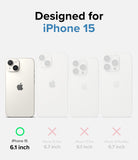 iPhone 15 Case | Onyx Design - Compatibility chart showing iPhone 15 6.1 inch selected with a green checkmark over other models.