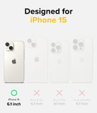 iPhone 15 Case | Onyx Design - Compatibility chart showing iPhone 15 as the only supported model with a green checkmark.