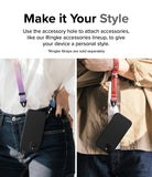 iPhone 15 Plus Case | Onyx Magnetic - Two people wearing black phone cases attached to colorful lanyards around their necks.