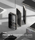 iPhone 15 Screen Protector | Privacy Glass - Three iPhones showing privacy screen filter effect from different angles.