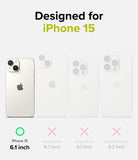 iPhone 15 Case | Silicone Magnetic - Compatibility chart showing iPhone 15 fits, while 15 Plus, Pro, and Pro Max do not.