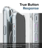 iPhone 15 Plus Case | Fusion Magnetic Matte - Clear phone case showing detailed notch-cutout buttons for tactile response.