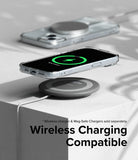 iPhone 15 Plus Case | Fusion Magnetic Matte - iPhone 15 Plus in a clear magnetic case wirelessly charging on a pad.