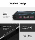 iPhone 16 Pro Max Case | Alles - Close-up of phone case bottom cutouts, textured side grip, and wireless charging icons.