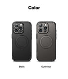 iPhone 16 Pro Max Case | Alles - Two iPhone 16 Pro Max cases in Black and Gunmetal colors with MagSafe rings on the back.