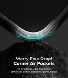 iPhone 16 Pro Max Case | Alles - Close-up of a phone case corner with glowing air pockets resting on a dark rock.