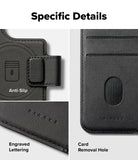 iPhone 16 Pro Max / 16 Plus Cover | Folio Grip Wallet Magnetic - Close-ups of anti-slip grip, engraved logo, and card slot.
