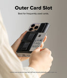 iPhone 16 Pro Max / 16 Plus Cover | Folio Grip Wallet Magnetic - iPhone 16 Pro Max / 16 Plus Cover - A hand sliding a credit card into the outer slot of a black magnetic folio phone case.