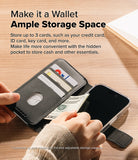 iPhone Pro Max & Plus MagSafe Cover | Folio Wallet Magnetic - Black folio case holding three cards and cash.
