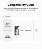 iPhone Pro Max & Plus MagSafe Cover | Folio Wallet Magnetic - Compatibility chart showing Fusion X case with a red X.