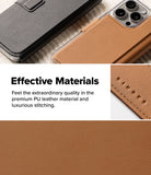 iPhone Pro Max & Plus MagSafe Cover | Folio Wallet Magnetic - Black and tan leather phone cases with visible stitching.