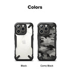 iPhone 16 Pro Max Case | Fusion-X - Two Fusion-X cases in Black and Camo Black side-by-side for iPhone 16 Pro Max.