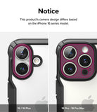 iPhone 16 Pro Max Case | Fusion-X - Comparison of iPhone 16 and 16 Pro camera cutouts on protective cases with pink highlights.