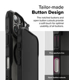 iPhone 16 Pro Max Case | Fusion-X Magnetic - Close-up of black phone case showing notched buttons and open cutouts.
