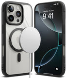 iPhone 16 Pro Max Case | Fusion Bold Magnetic - Clear phone case with magnetic ring and black frame shown front and back.