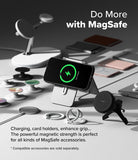 iPhone 16 Pro Case | Fusion Bold Magnetic - Smartphone charging on a stand surrounded by various MagSafe accessories.