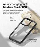 iPhone 16 Pro Max Case | Fusion Bold - A clear phone case with a black border compared to a discolored clear case.