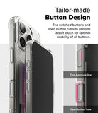 iPhone 16 Pro Max Case | Fusion Card - Clear phone case showing detailed button cutouts and a card slot on the back.