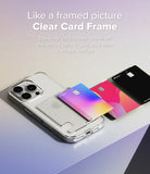 iPhone 16 Pro Max Case | Fusion Card - Clear phone case with a card slot holding a colorful card, with two extra cards nearby.