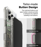 iPhone 16 Pro Max Case | Fusion Design - Clear phone case showing detailed button cutouts and tactile button design.