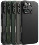 iPhone 16 Pro Max Case | Onyx - Five iPhone 16 Pro Max cases in various textures and colors lined up in a row.