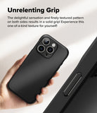 iPhone 16 Pro Max Case | Onyx Magnetic - Hand holding a black textured phone case with a triple-lens camera cutout.