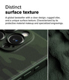 iPhone 16 Pro Max Case | Onyx - Close-up of a dark green phone case with diagonal engraved textures and a rugged, matte surface.