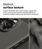 iPhone 16 Pro Max Case | Onyx - Close-up of a black phone case with a textured, rugged surface and side button details.