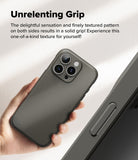 iPhone 16 Pro Case | Onyx - A hand holds a textured black iPhone 16 Pro case, highlighting its grippy, matte surface.