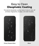 iPhone 16 Pro Max Screen Protector | Easy Slide Privacy Tempered Glass - iPhone 16 Pro Max Screen Protector - Comparison showing water beading on oleophobic glass versus smudges on standard glass.
