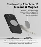 iPhone 16 Pro Max Case | Silicone Magnetic - Comparison showing a magnetic charger attached to a phone case vs falling.