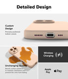 iPhone 16 Pro Max Case | Silicone Magnetic - Close-up of case cutouts, liquid-resistant surface, and wireless charging icons.