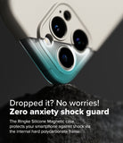 iPhone 16 Pro Max Case | Silicone Magnetic - Close-up of a phone corner resting on a rock, highlighting the shock-absorbing frame.