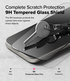 iPhone 16 Pro Max Screen Protector | Easy Slide Tempered Glass - iPhone 16 Pro Max Screen Protector - A metal key rests on a 9H tempered glass screen protector atop a smartphone.