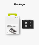 iPhone 16 Plus / 16 | Camera Lens Frame Glass - Ringke camera lens protector packaging and two black lens covers.