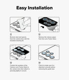 iPhone 16 Plus / 16 | Camera Lens Frame Glass - iPhone 16 Plus / 16 Camera Lens Frame Glass - Four-step illustrated guide showing how to clean and install lens protectors.