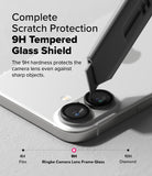 iPhone 16 Plus / 16 | Camera Lens Frame Glass - iPhone 16 Plus / 16 Camera Lens Frame Glass - A utility knife blade presses against a 9H tempered glass camera lens protector.